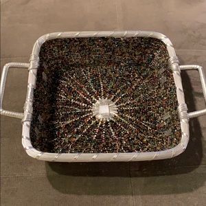 Beaded basket rainbow colored